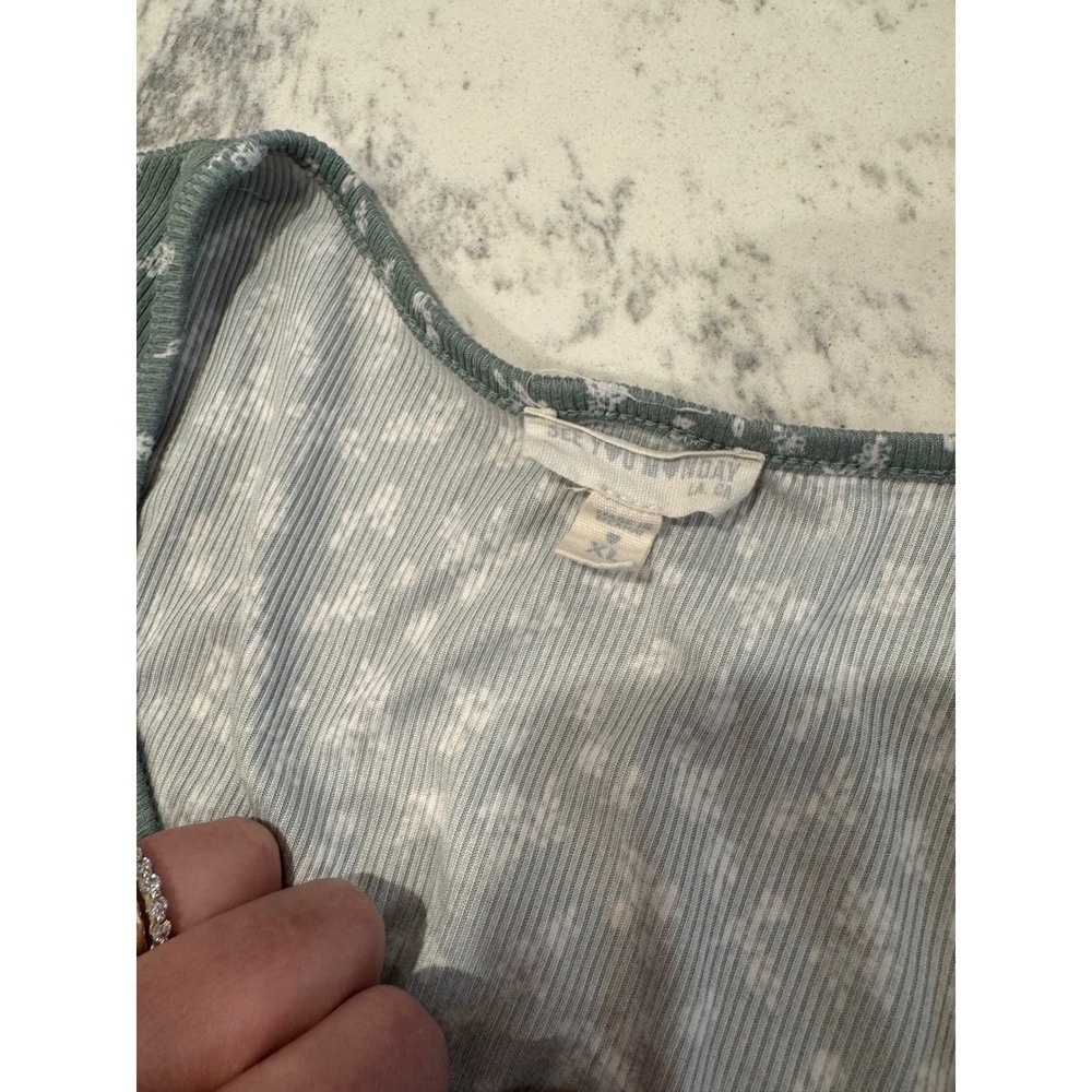 See You Monday Sage Green Floral Ribbed Ruched Sweetheart Neck Top XL - Picture 6 of 6